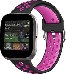 YONO Bandje geschikt voor Fitbit Versa 2 - Siliconen - Sport Air - Zwart Roze - Large
