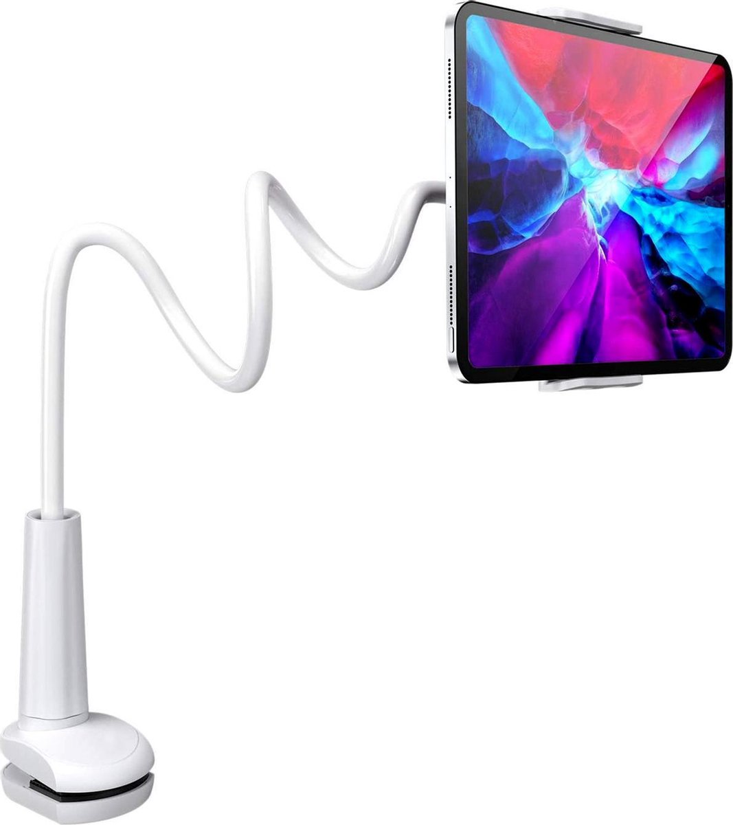 YONO Tablet Houder Flexibel - Smartphone Standaard Universeel - Statief geschikt voor Bureau Tafel en Bed - iPad - Telefoon - GSM - Wit