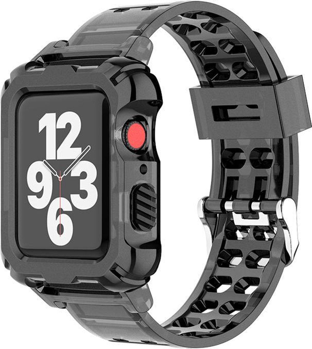 YONO Crystal Rugged Bandje geschikt voor Apple Watch - 38mm - 40mm - 41mm - Zwart