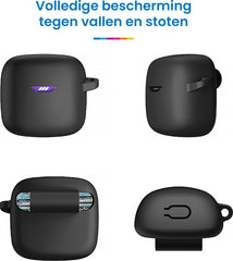 YONO Soft Case geschikt voor JBL Tune Flex - Siliconen Hoesje met Clip - Zwart