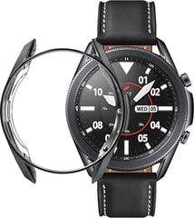 YONO Bumper geschikt voor Samsung Galaxy Watch 3 45mm – Siliconen Case Screenprotector – Zwart