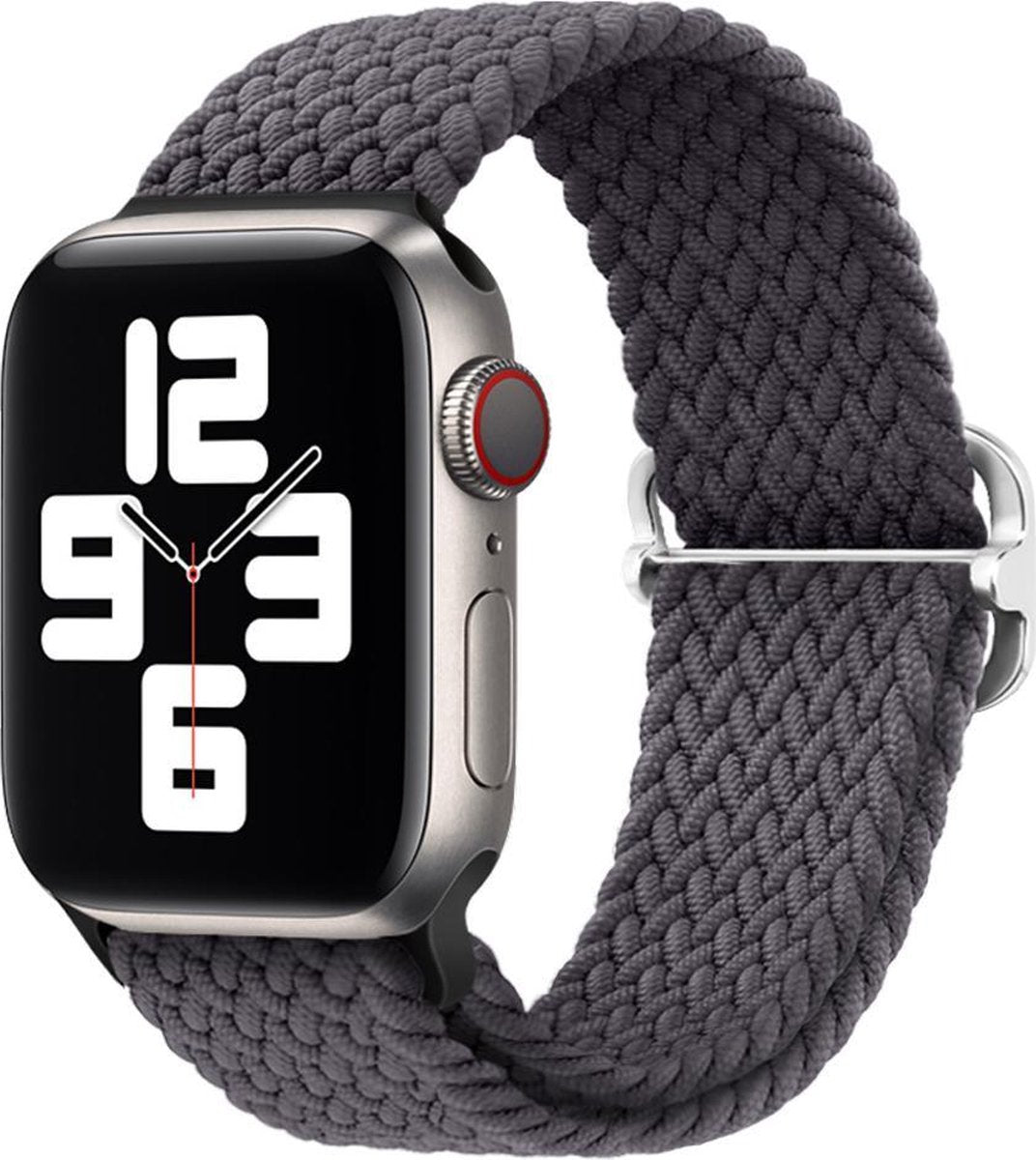 YONO Gevlochten Nylon Stretch Bandje geschikt voor Apple Watch - 38 - 40 - 41 mm - Donkergrijs