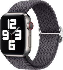 YONO Gevlochten Nylon Stretch Bandje geschikt voor Apple Watch - 38 - 40 - 41 mm - Donkergrijs