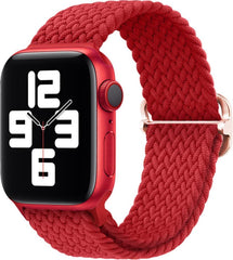YONO Gevlochten Nylon Stretch Bandje geschikt voor Apple Watch - 42 / 44 / 45 / 49 mm - Rood