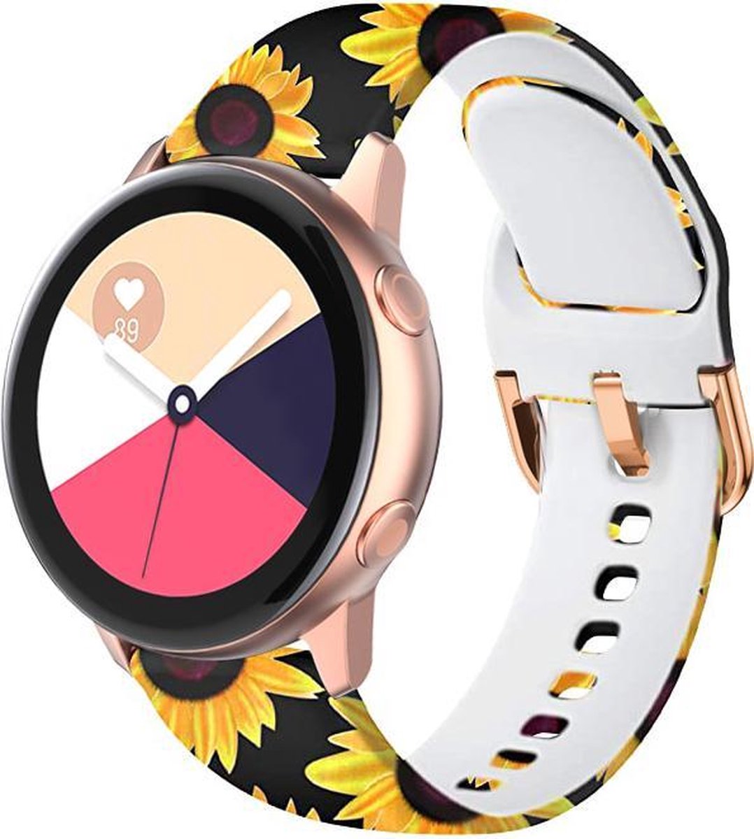 YONO Siliconen Special Bandje 20mm - Horlogebandje geschikt voor Samsung Galaxy Watch 7 / 6 / 5 / Pro / 4 / 3 / Active 2 - Polar Ignite / Unite – Huawei - Zonnebloem