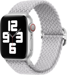YONO Gevlochten Nylon Stretch Bandje geschikt voor Apple Watch - 38 - 40 - 41 mm - Lichtgrijs
