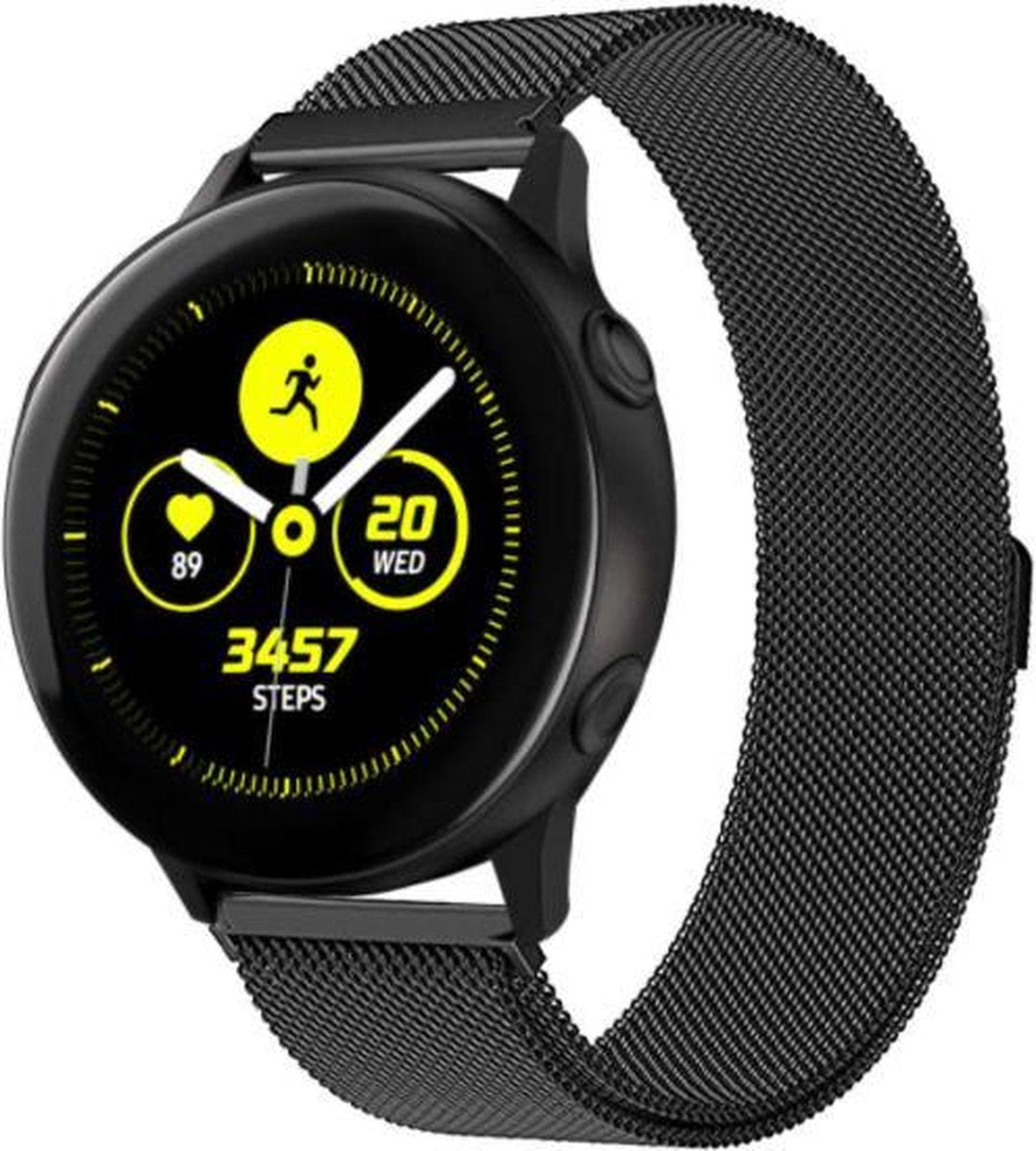 YONO Milanees Bandje 20mm - Luxe Milanese Horlogebandje geschikt voor Samsung Galaxy Watch 7/6/5/Pro/4/3/Active 2 - Polar Ignite / Unite – Huawei - Zwart