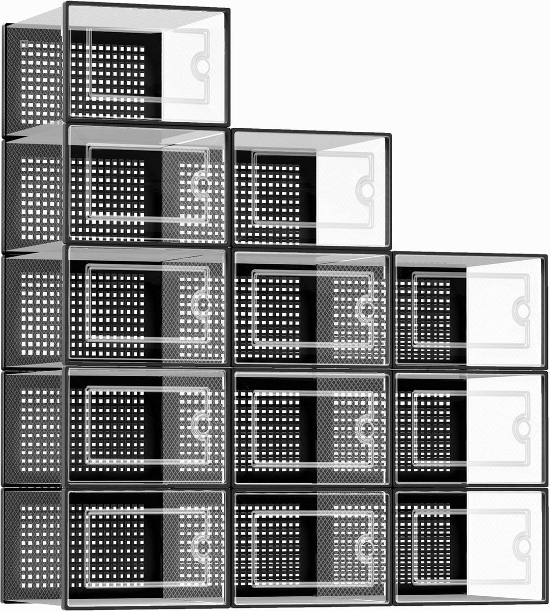 YONO Sneakerbox Set - Schoenen Opbergsysteem - Schoenenbox Organizer - Schoenenrek met Deur - Transparant - 12 Stuks
