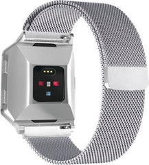 YONO Milanees Bandje Zilver geschikt voor Fitbit Ionic - Vervangende RVS Armband met Magneetsluiting – M/L