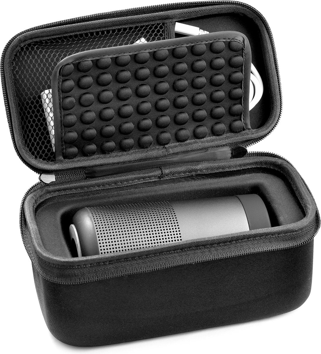 YONO Hard Case geschikt voor Bose Soundlink Revolve Series I / II (1 en 2 Gen) - Bescherm Hoes met Accessoires Vak - Zwart
