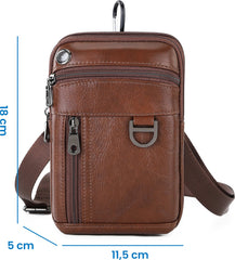 YONO Telefoontasje Leer - Crossbody Schouder Tas - Bruin