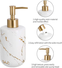 YONO Zeeppompje Vrijstaand Marmer Look - Zeepdispenser 400ml - Keramiek - Wit en Goud