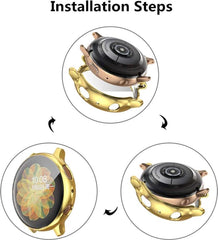 YONO Full Cover Bumper geschikt voor Samsung Galaxy Watch Active 2 40mm – Siliconen Case Screenprotector Hoesje – Goud