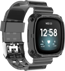YONO Bandje geschikt voor Fitbit Versa 4 / 3 / Sense - Lucent - Zwart