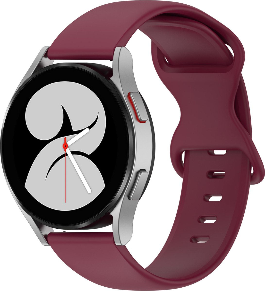 YONO Siliconen Soft Bandje 20mm - Horlogebandje geschikt voor Samsung Galaxy Watch 7/6/5 / Pro / 4 / 3 / Active 2 - Garmin Approach / Forerunner / Venu 2 Plus / SQ / Vivomove - Polar Ignite / Unite – Huawei - Bordeaux - Large