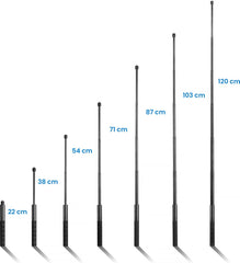 YONO Premium Stick geschikt voor GoPro / DJI Osmo / Insta360 - Onzichtbare Selfie Pole Mount Accessoires Waterproof - Uitschuifbaar tot 120cm - Zwart