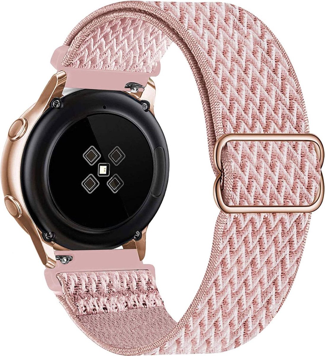 YONO Nylon Smartwatch Bandje 20mm - Horlogebandje geschikt voor Samsung Galaxy Watch 7 / 6 / 5 / Pro / 4 / 3 / Active 2 - Polar Ignite / Unite – Huawei - Lichtroze