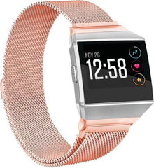 YONO Milanees Bandje Rose Gold geschikt voor Fitbit Ionic - Vervangende RVS Armband met Magneetsluiting – M/L