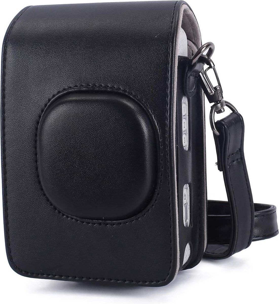 YONO Vintage Case geschikt voor Fujifilm Instax LiPlay - Leren Hoesje met Draagriem – Zwart