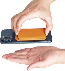 YONO Kaarthouder Leer geschikt voor Apple iPhone 14 / 13 / 12 - Magnetische Pasjeshouder Mag-safe - Leren Wallet - Oranje