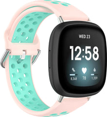 YONO Bandje geschikt voor Fitbit Versa 3 / Sense - Sport Air - Lichtroze / Turquoise