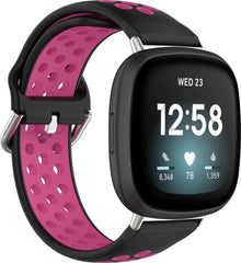 YONO Bandje geschikt voor Fitbit Versa 3 / Sense - Sport Air - Zwart / Roze