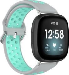 YONO Bandje geschikt voor Fitbit Versa 3 / Sense - Sport Air - Grijs / Turquoise