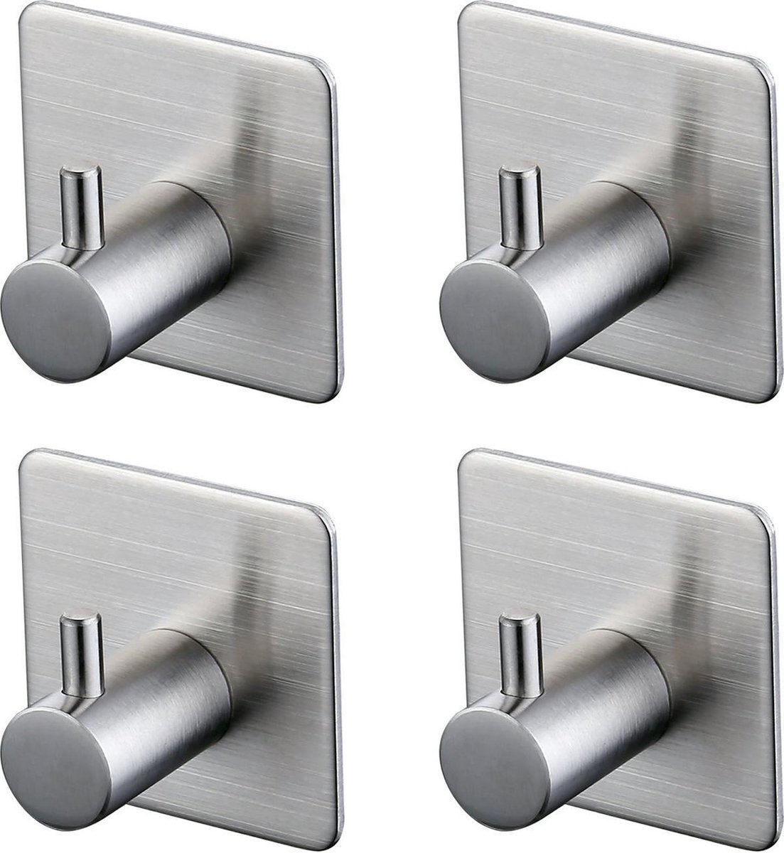YONO Zelfklevende Haakjes – RVS Ophanghaakjes – Ultra Sterke Plakhaakjes – 4 Stuks – Zilver