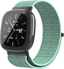 YONO Nylon Velcro Bandje geschikt voor Fitbit Versa 4 / Sense 2 - Mintgroen
