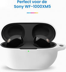 YONO Soft Case geschikt voor Sony WF-1000XM5 - Hoesje met Clip - Wit