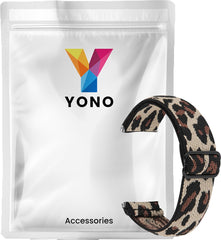YONO Nylon Stretch Bandje geschikt voor Fitbit Versa 4 / Sense 2 - Vervangende Stoffen Armband - Leopard