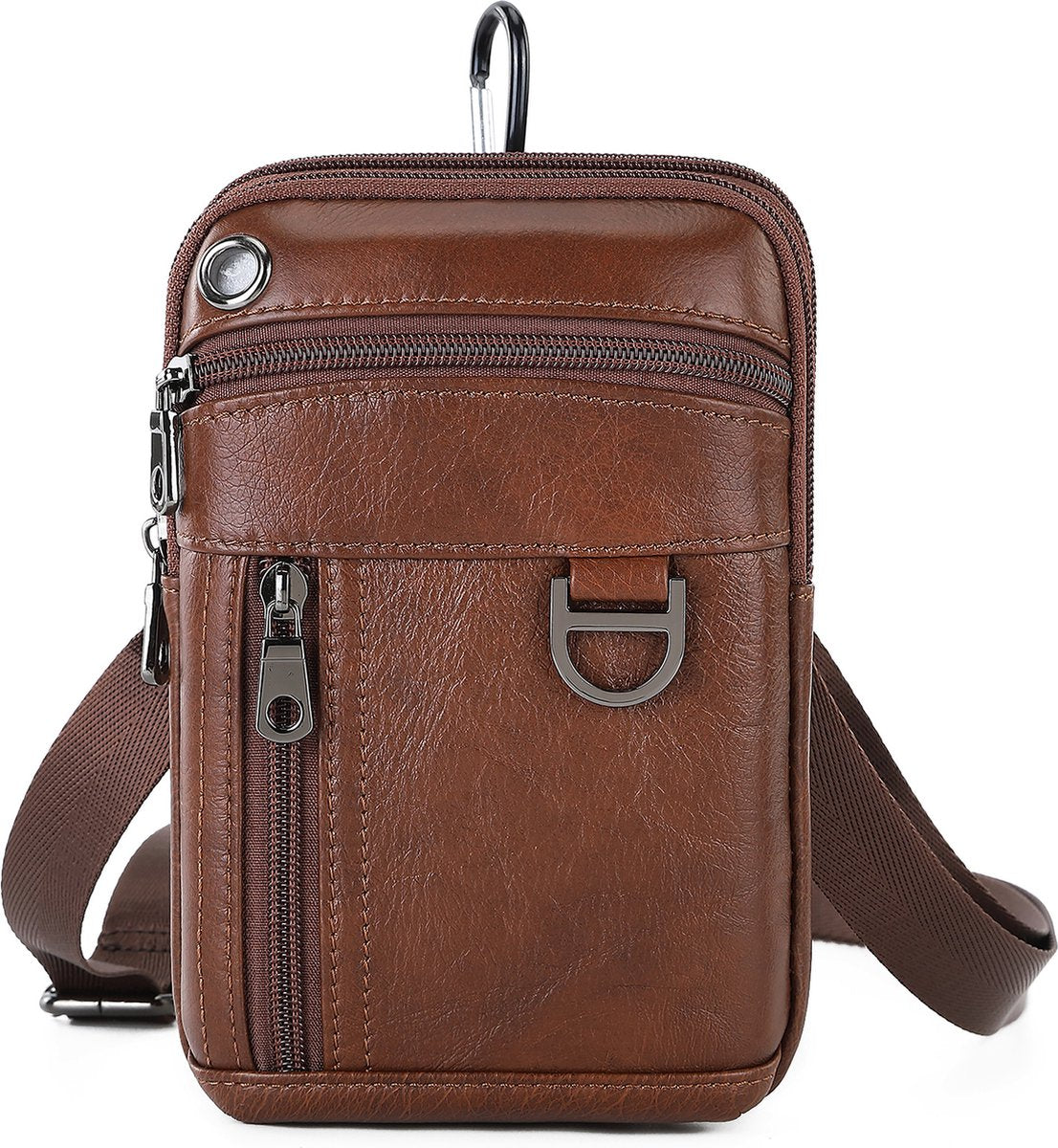 YONO Telefoontasje Leer - Crossbody Schouder Tas - Bruin