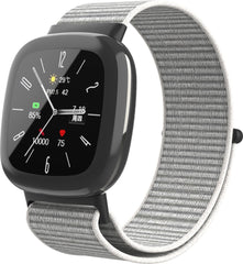 YONO Nylon Velcro Bandje geschikt voor Fitbit Versa 4 / Sense 2 - Lichtgrijs