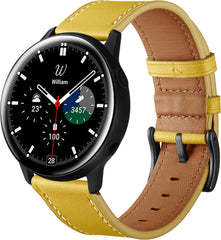 YONO Leer Bandje 20mm - Luxe Leren Horlogebandje geschikt voor Samsung Galaxy Watch 7/6/5 / Pro / 4 / 3 / Active 2 - Polar Ignite / Unite – Huawei - Geel