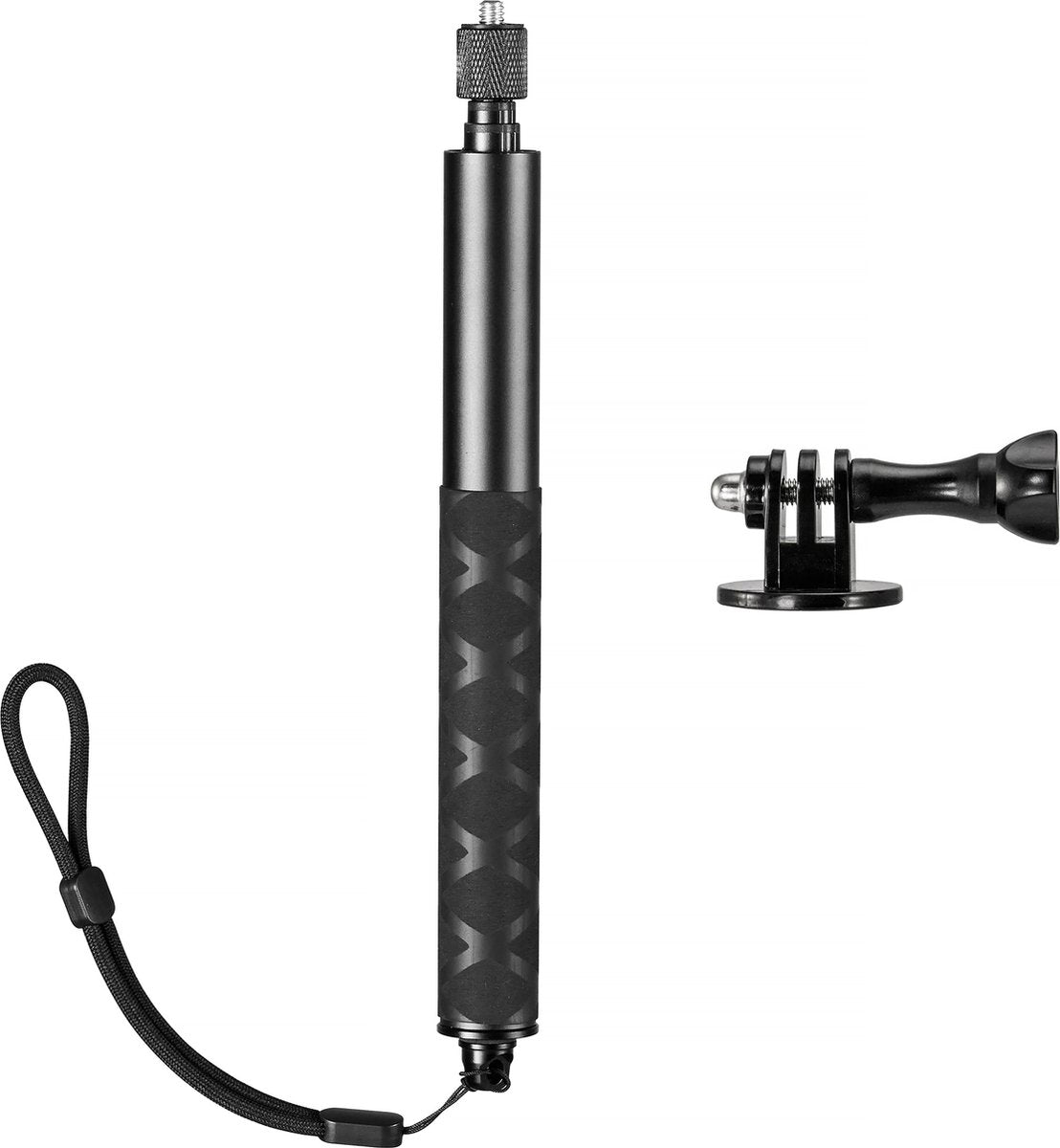 YONO Premium Stick geschikt voor GoPro / DJI Osmo / Insta360 - Onzichtbare Selfie Pole Mount Accessoires Waterproof - Uitschuifbaar tot 120cm - Zwart