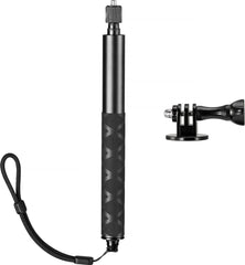 YONO Premium Stick geschikt voor GoPro / DJI Osmo / Insta360 - Onzichtbare Selfie Pole Mount Accessoires Waterproof - Uitschuifbaar tot 120cm - Zwart