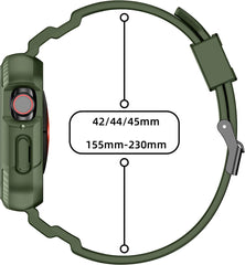 YONO Armor Rugged Bandje geschikt voor Apple Watch - 42 / 44 / 45 mm - Vervangende Armband geschikt voor iWatch Series 1 2 3 4 5 6 7 8 - Donkergroen