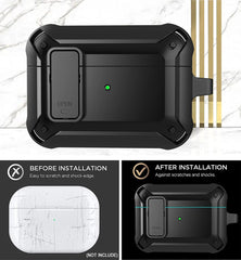 YONO Hoesje geschikt voor Airpods Pro 1 / 2 - Armor Case met Lock - Zwart