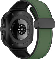 YONO Sport Leren Bandje geschikt voor Samsung Galaxy Watch Ultra 47mm - Siliconen en Leer Horlogebandje - Donkergroen