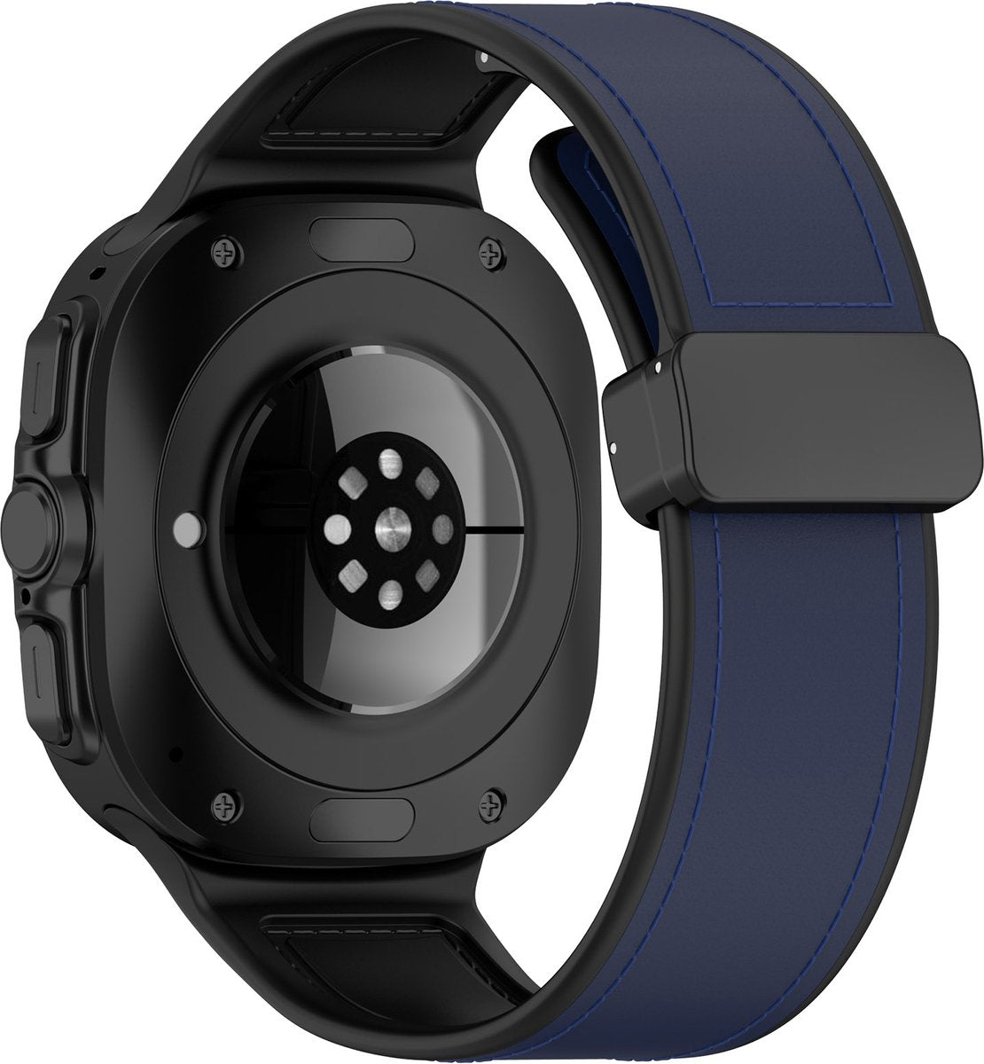 YONO Sport Leren Bandje geschikt voor Samsung Galaxy Watch Ultra 47mm - Siliconen en Leer Horlogebandje - Donkerblauw