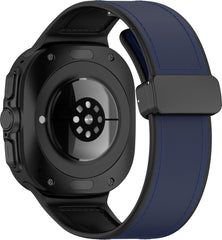 YONO Sport Leren Bandje geschikt voor Samsung Galaxy Watch Ultra 47mm - Siliconen en Leer Horlogebandje - Donkerblauw