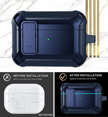 YONO Hoesje geschikt voor Airpods Pro 1 / 2 - Armor Case met Lock - Donkerblauw