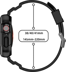 YONO Armor Rugged Bandje geschikt voor Apple Watch - 38 / 40 / 41 mm - Vervangende Armband geschikt voor iWatch Series 8/7/SE/6/5/4/3 - Zwart