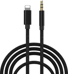 YONO Luxe Lightning naar Jack 3.5mm Adapter – 1 Meter Kabel Nylon – Zwart