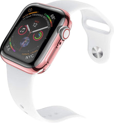 Bumper geschikt voor Apple Watch 40mm series 4/5/6 – Siliconen Case Screenprotector Hoesje – Rose Gold