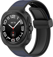 YONO Sport Leren Bandje geschikt voor Samsung Galaxy Watch Ultra 47mm - Siliconen en Leer Horlogebandje - Donkerblauw