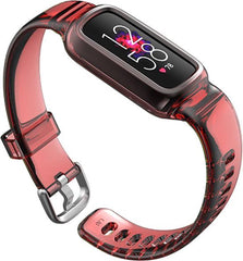 YONO Transparant Bandje geschikt voor Fitbit Luxe Bandje - Vervangende Lucent Armband - Rood