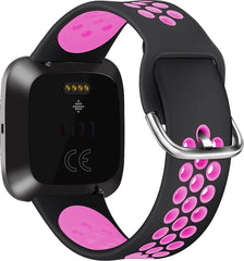 YONO Bandje geschikt voor Fitbit Versa 2 - Siliconen - Sport Air - Zwart Roze - Large
