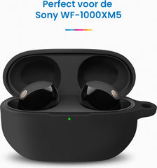 YONO Soft Case geschikt voor Sony WF-1000XM5 - Hoesje met Clip - Zwart