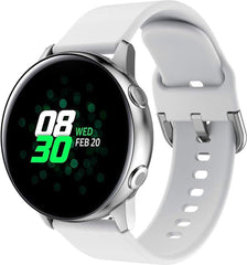 YONO Siliconen Classic Bandje 20mm - Horlogebandje geschikt voor Samsung Galaxy Watch 7 / 6 / 5 / Pro / 4 / 3 / Active 2 - Garmin Approach / Forerunner / Venu 2 Plus / SQ / Vivomove - Polar Ignite / Unite – Huawei - Wit
